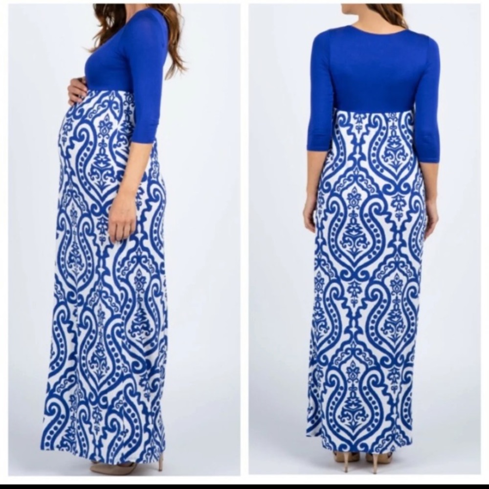 Royal blue pinkblush maternity maxi dress